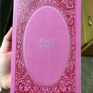 Pink Holy Bible with Ornate Design
